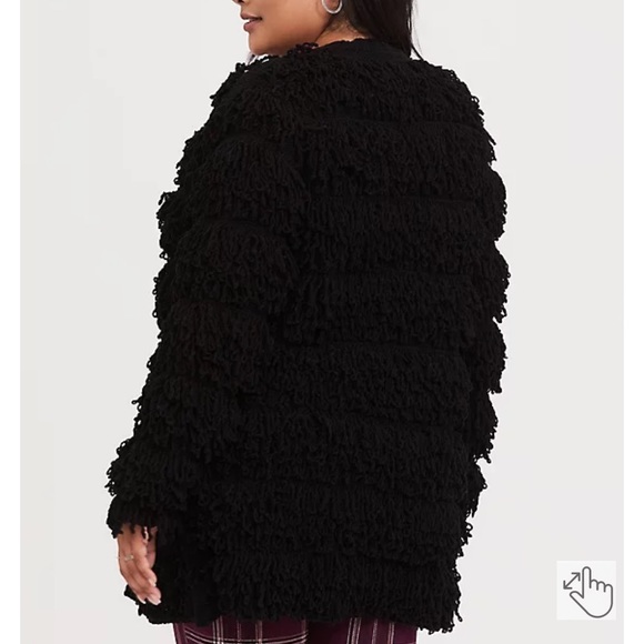 BLACK LOOP KNIT OPEN FRONT CARDIGAN - Picture 3 of 12